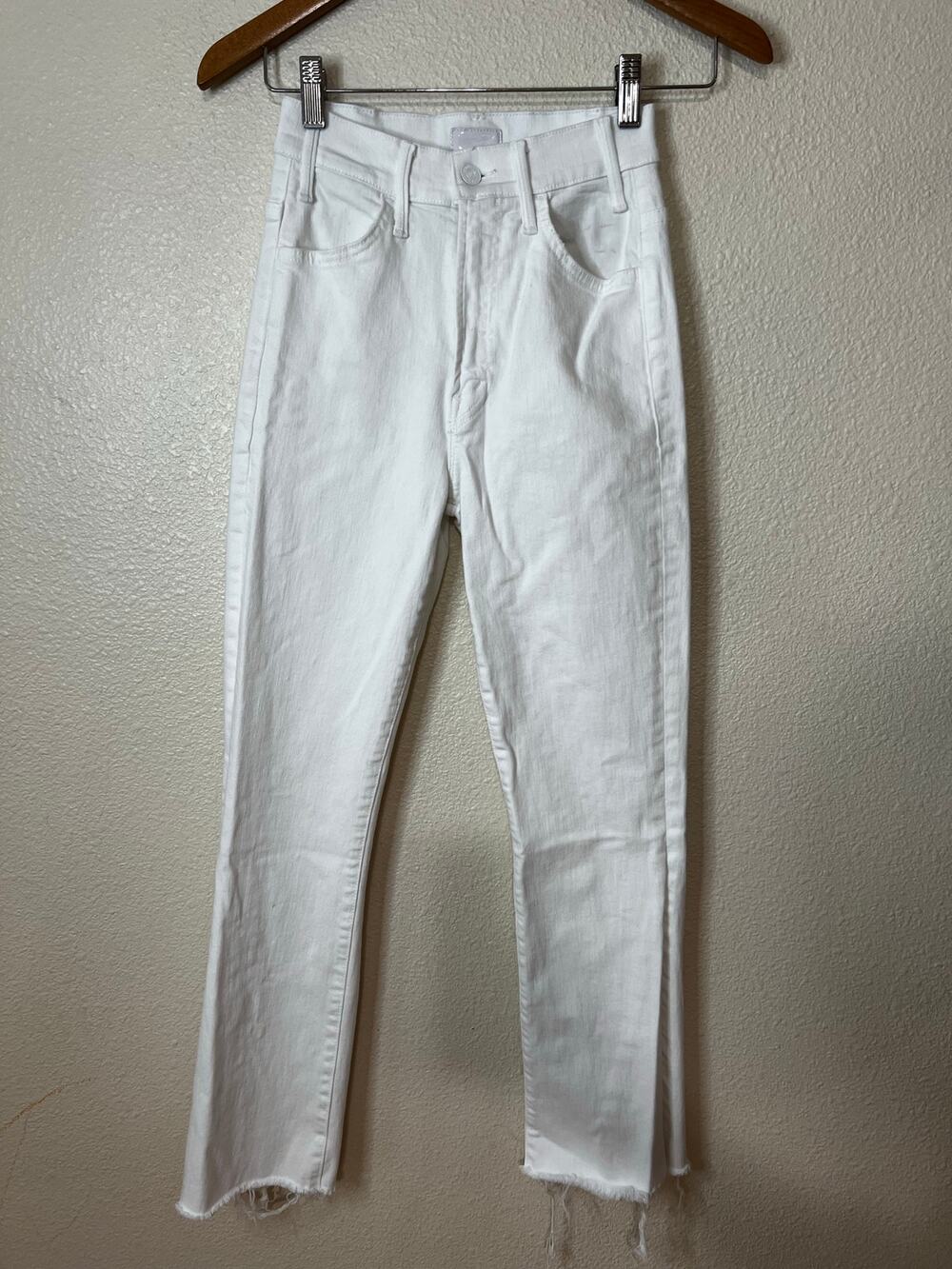 Mother the hustler ankle fray Jeans in white fairest of them all WOMENS 24